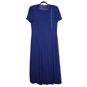 MHM Melissa Harper Womens Midi Dress Size 8 Blue Chiffon Lined Short Sleeve
